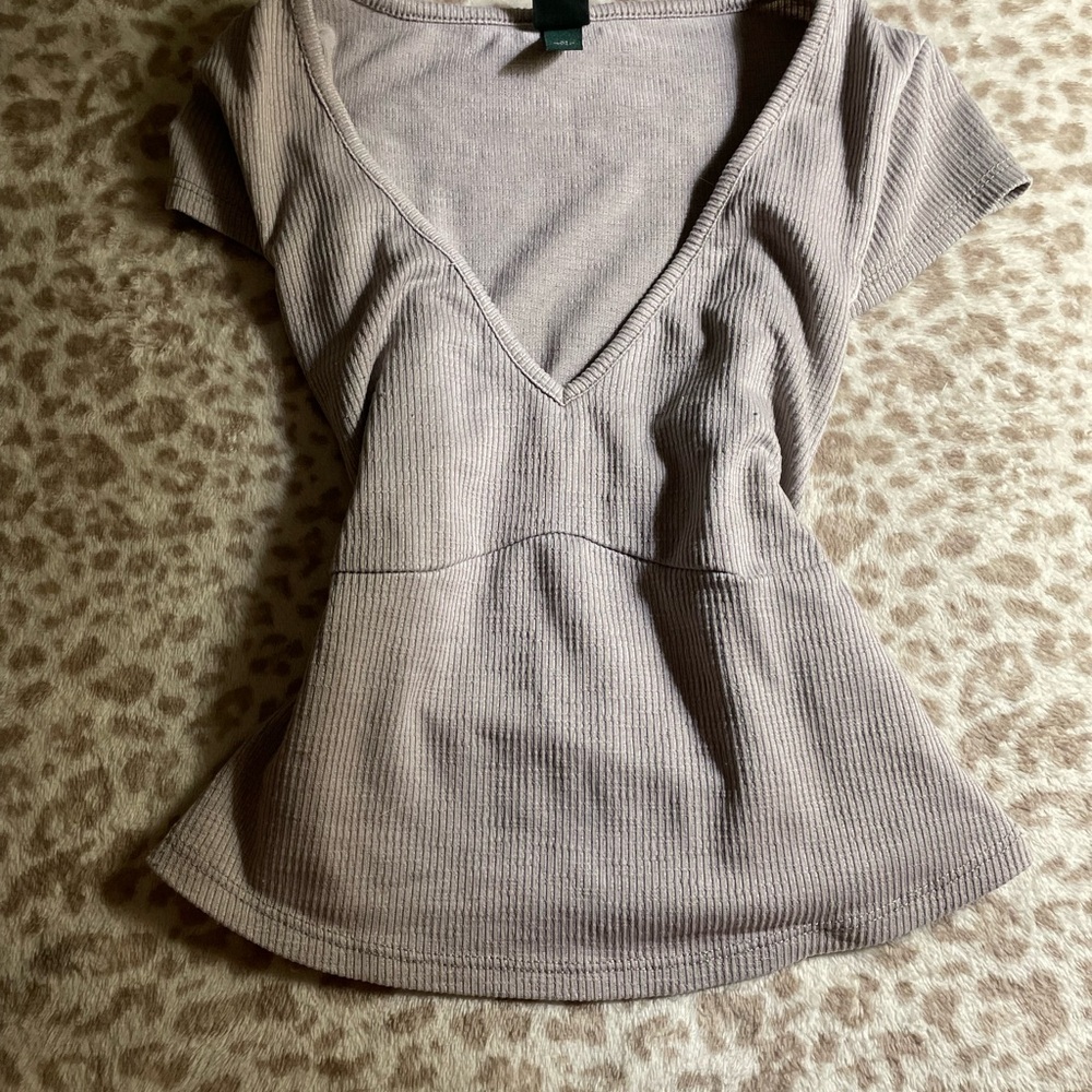 Wild Fable Gray Fitted Short Sleeve Tee